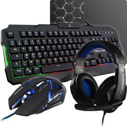 HET G-LAB COMBO ARGON-toetsenbord FR Prestaties met achtergrondverlichting + Muiscoating Soft-Touch + Helm KORP 100 + Antislipmat