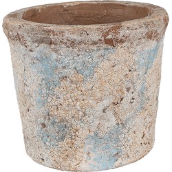 Clayre & Eef Bloempot Ø 15x13 cm Beige Blauw Terracotta