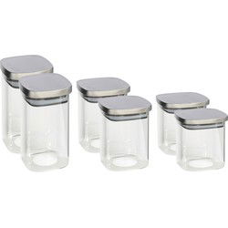 Set van 6x keuken voedsel opslag voorraadpotten glas in 3 formaten - Voorraadpot