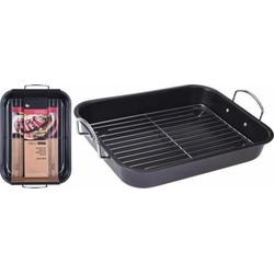 Zwarte non stick braadslede met rooster - Braadsleses