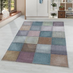 Flycarpets Modern Vloerkleed Minta - Geblokt Motief - Kleur: Multi - Afmeting: 120x170 cm