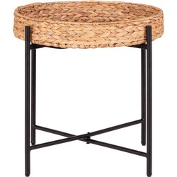 Naro Side table - Side table in metal and waterhyacinth, round, Ø50x48,5 cm