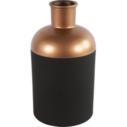 Countryfield Bloemen/deco vaas - zwart/koper - glas - fles - D17 x H31 cm - Vazen