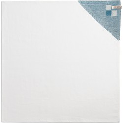 Knit Factory Linnen Theedoek - Poleerdoek - Keuken Droogdoek Block - Ecru/Ocean - 65x65 cm