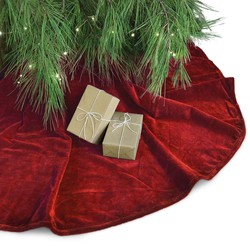 Unique Living Kerstboomrok - rood velvet - D120 cm - polyester - Kerstboomrokken