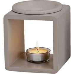 Geurbrander voor amberblokjes/geurolie - keramiek - grijs - 13cm - Geurbranders