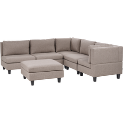 UNSTAD - 5-zitsbank met ottomaan - Bruin - Linkszijdig -  Polyester