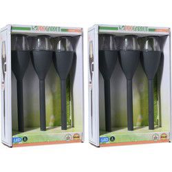 Set van 12x stuks zwarte solar LED lantaarns 31 cm - Lantaarns