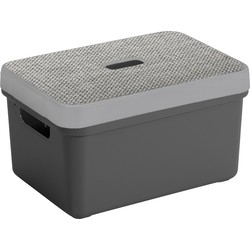 Sunware Opbergbox/mand - antraciet - 5 liter - met deksel - Opbergbox
