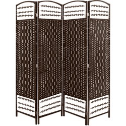 LW Collection LW Collection Kamerscherm 4 panelen rotan donkerbruin 170x160cm - paravent - scheidingswand