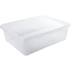 1x stuks Voedsel plastic bewaarbakje laag 2,5 liter transparant 24 x 20 x 8 cm - Vershoudbakjes