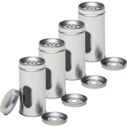 4x Zilveren kruidenpotjes/kruidenblikjes 10 cm - Voorraadblikken