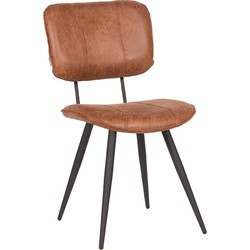 LABEL51 Eetkamerstoel Fos - Cognac - Leder - Black Frame