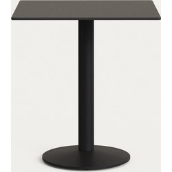 Kave Home - Zwarte Esilda-buitentafel met zwart gelakte metalen poot 70 x 70 x 70 cm