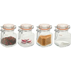 Excellent Houseware Weckpot/Voorraadpot Mini - 4x stuks - met beugelsluiting - 90ml - 7 x 5 cm - Weckpotten