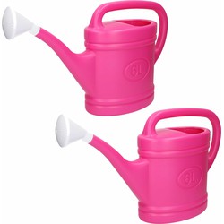 2x stuks roze tuin planten gieter met broeskop 6 liter - Gieters