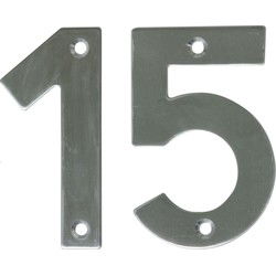 AMIG Huisnummer 15 - massief Inox RVS - 10cm - incl. bijpassende schroeven - zilver - Huisnummers