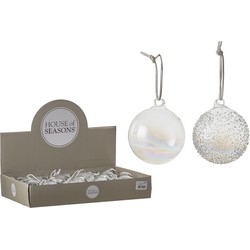 1x Kerstboom ballen transparant parelmoer glas 7 cm - Kerstbal