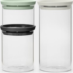 Set van 3 stapelbare glazen voorraadbussen, 0,3 / 0,6 / 1,1 liter - Mixed