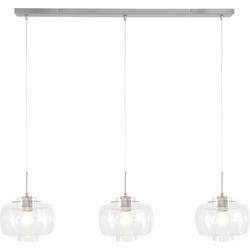 Moderne Hanglamp - Steinhauer - Glas - Modern - E27 - L: 0cm - Voor Binnen - Woonkamer - Eetkamer - Zilver