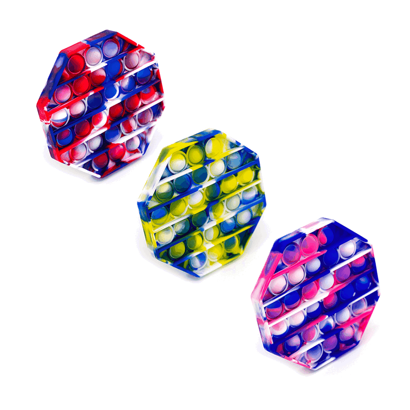 Allerion® Fidget Toy Pop-It - Set van 3 stuks - Tie Dye Bedrukking Print - Pop It - Fidget Toys verschillende kleuren - Concentratie speelgoed - 