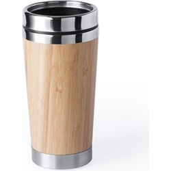Duurzame koffiebeker voor onderweg bamboe/RVS 500 ml - Drinkbekers