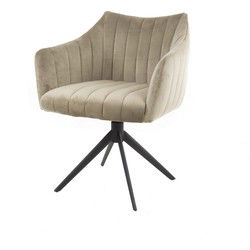 Eetkamerstoel Met Armleuning - Champagne Velvet - Draaibaar - Set van 2