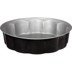 5Five Taarten bakken bakvorm Backery Pro - metaal - anti-aanbak laag - zwart - 26 x 6.5 cm - Bakringen