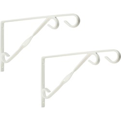 2x stuks muurhaak / plantenhaak voor hanging basket van verzinkt staal wit 30 cm - Plantenbakhaken