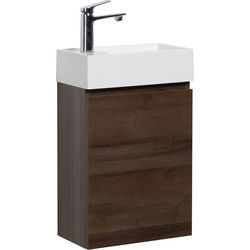 Badplaats Toiletmeubel Angela 40 x 22 cm - Bruin Eiken - Fonteinmeubel met Wastafel