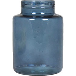 Bloemenvaas - blauw/transparant glas - H20 x D14.5 cm - Vazen