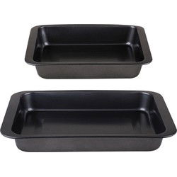Chef Traiteur Ovenschalen 2-delige set - rechthoek - 2.5 en 6 Liter - met anti-kleef laag - Ovenschalen