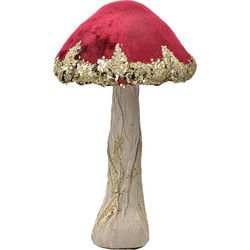 Clayre & Eef Decoratie Beeld Paddenstoel Ø 17x29 cm Rood Kunststof