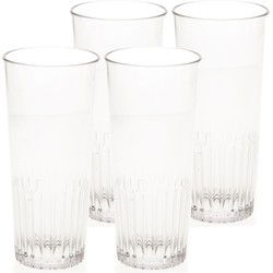 4x stuks onbreekbaar bierglas ribbel transparant kunststof 30 cl/300 ml - Bierglazen