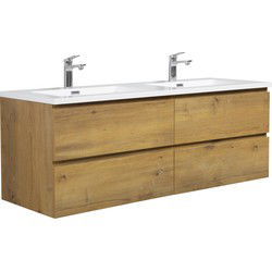 Badplaats Badkamermeubel Set Angela 140cm - Eiken - Badmeubel met Wastafel