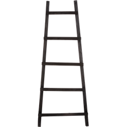 House of Seasons Decoratie Ladder - L29 x B49 x H119 cm - Populierenhout - Zwart