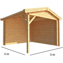 Overkapping Fenna 300 cm bij 300 cm diep Zadeldak