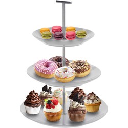 Cuisine Elegance High tea etagere - 3 laags - wit - porselein - 36 cm hoog - Etageres