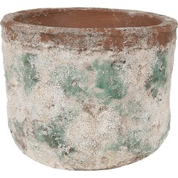 Clayre & Eef Bloempot Ø 19x15 cm Beige Groen Terracotta