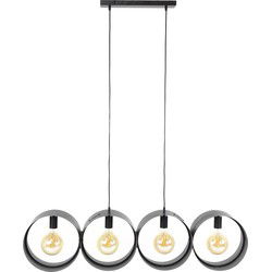 Hanglamp Zwart Metaal - 120x15x150cm - 4-Lichts