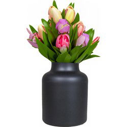 Bela Arte Bloemenvaas Milan - mat zwart glas - D15 x H20 cm - melkbus - Vazen