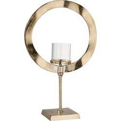 J-line - Windlicht Rond Voet Aluminium Goud Large - 39.5x16.5x63cm