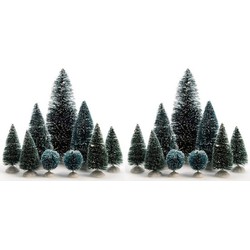 Miniatuur decoratie boompjes 18 stuks - Kerstdorpen