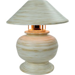Fine Asianliving Bamboe Tafellamp Spiraal Handgemaakt Wit D37xH40cm