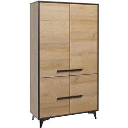 Meubella - Opbergkast Frey - Licht eiken - Zwart - 91 cm