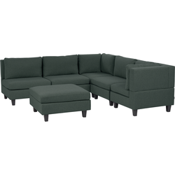 UNSTAD - 5-zitsbank met ottomaan - Donkergroen - Links -  Polyester