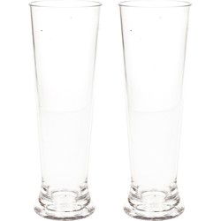 2x stuks onbreekbaar bierglas op voet transparant kunststof 30 cl/300 ml - Bierglazen