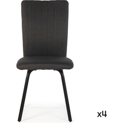 Set van 4 stoelen in stof met zwarte metalen poten L47,5 cm - PRETTY