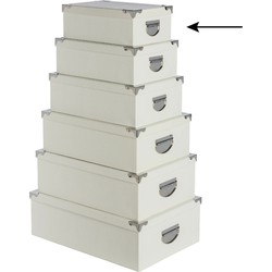 5Five Opbergdoos/box - ivoor wit - L28 x B19.5 x H11 cm - Stevig karton - Crocobox - Opbergbox