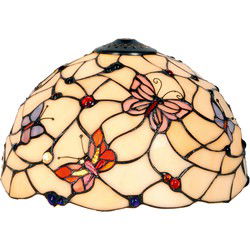 Lumilamp Lampenkap Tiffany Beige Roze Glas Vlinder